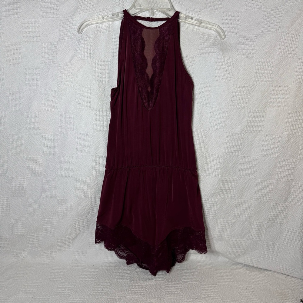 Balera Womens Scallop Lace Halter Strap Romper For Dance Size Small
